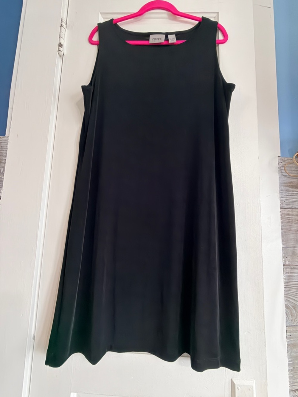Chico’s Travelers Fabric Black Sleeveless A-Line Dress size 3.